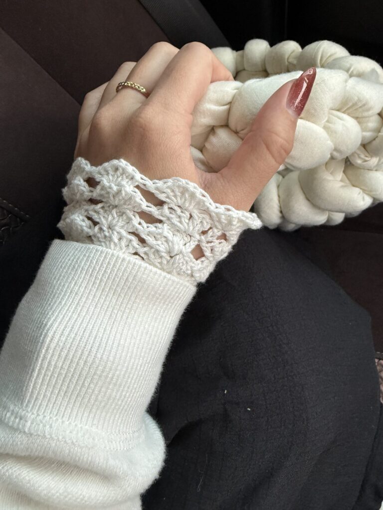 つけ袖　白　かぎ針編み